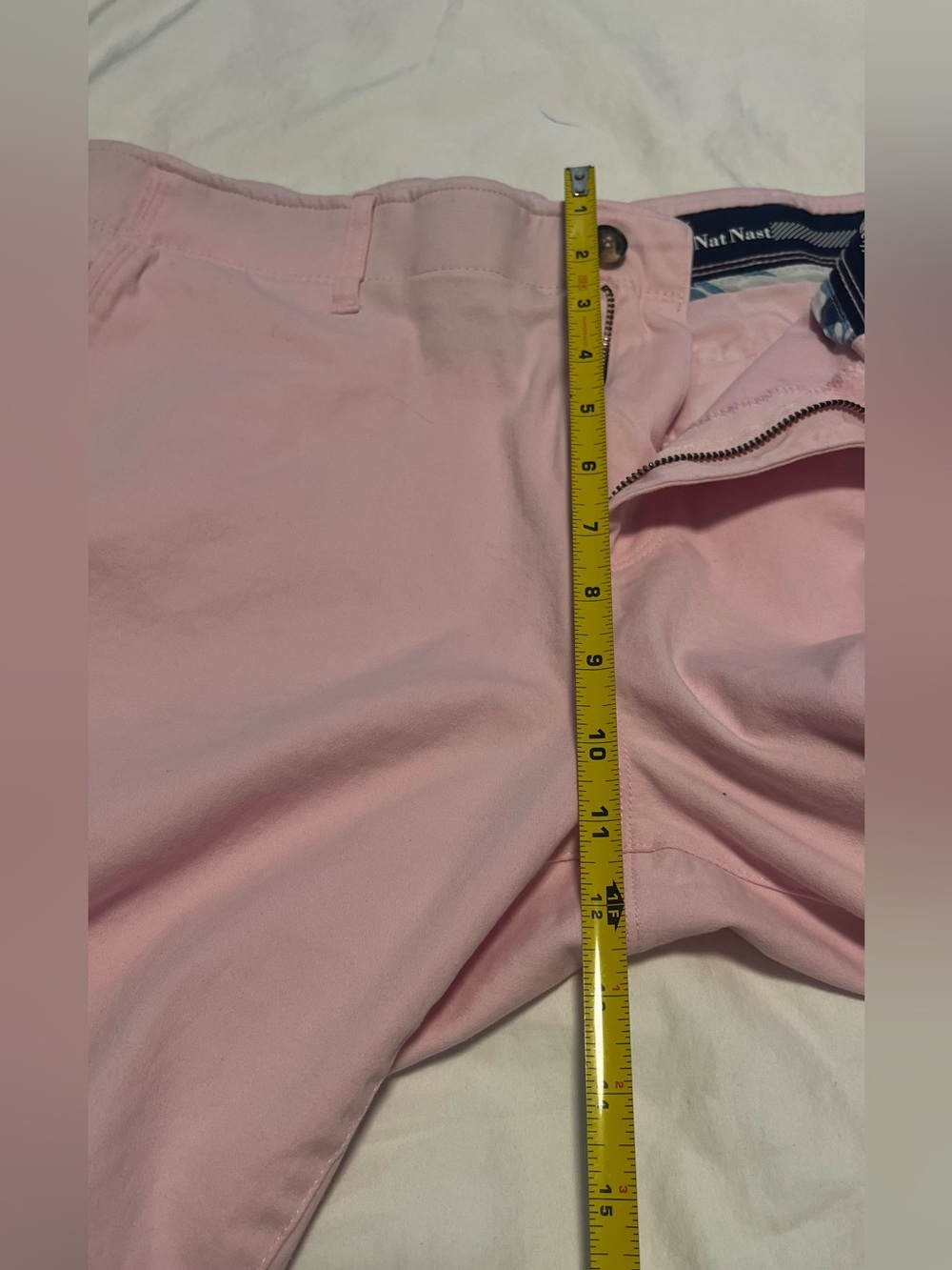 Nat Nast Men”s 10”Pink Chino Flat-Front Cotton Blend Casual Golf Shorts Size 36 - Picture 5 of 10